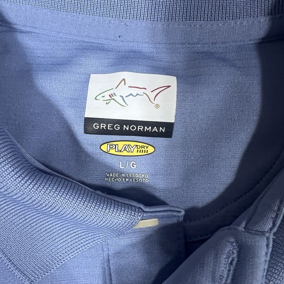 Greg Norman Polo Golf Shirt Men's Play Dry Performance Blue Large - Picture 3 of 4